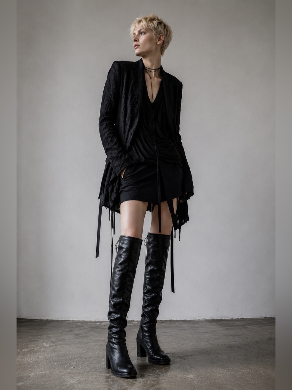 Ann Demeulemeester Black Leather Knee High Boots Archive Goth Avant Garde - Picture 3 of 16